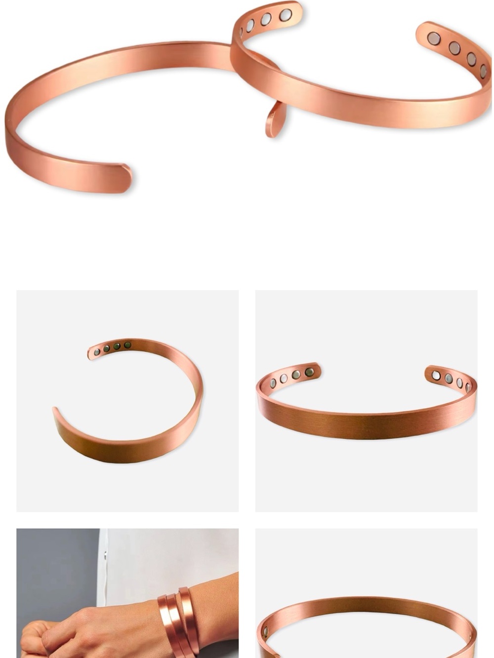 Copper  Magnetic Therapy  Cuff to relieve wrist pain - Sleek Open Design